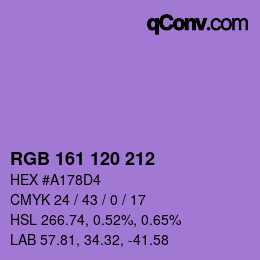 颜色代码: RGB 161 120 212 | qconv.com