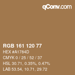 Color code: RGB 161 120 77 | qconv.com