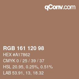 カラーコード: RGB 161 120 98 | qconv.com
