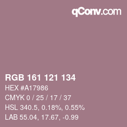 Farbcode: RGB 161 121 134 | qconv.com