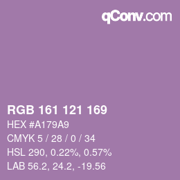 颜色代码: RGB 161 121 169 | qconv.com