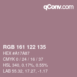 颜色代码: RGB 161 122 135 | qconv.com