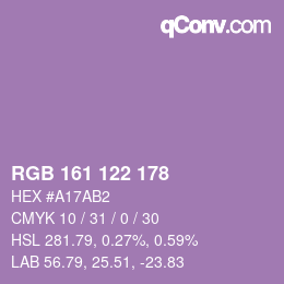 Color code: RGB 161 122 178 | qconv.com