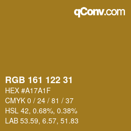 カラーコード: RGB 161 122 31 | qconv.com