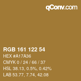 Color code: RGB 161 122 54 | qconv.com
