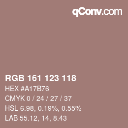 カラーコード: RGB 161 123 118 | qconv.com