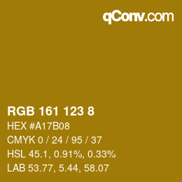 カラーコード: RGB 161 123 8 | qconv.com