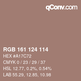 Código de color: RGB 161 124 114 | qconv.com