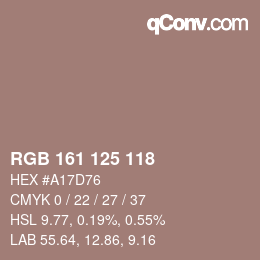 Código de color: RGB 161 125 118 | qconv.com