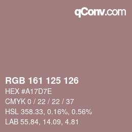 Farbcode: RGB 161 125 126 | qconv.com