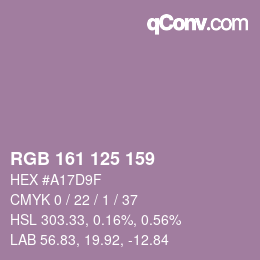 Color code: RGB 161 125 159 | qconv.com
