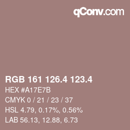 カラーコード: RGB 161 126.4 123.4 | qconv.com