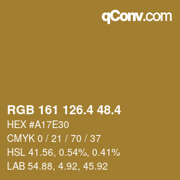 カラーコード: RGB 161 126.4 48.4 | qconv.com