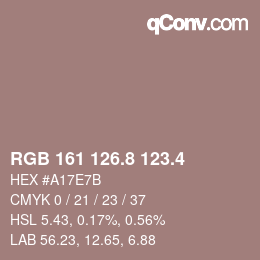 カラーコード: RGB 161 126.8 123.4 | qconv.com
