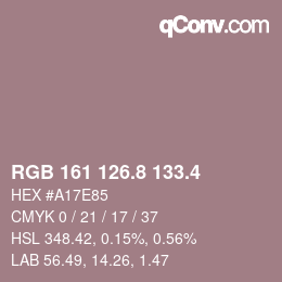 カラーコード: RGB 161 126.8 133.4 | qconv.com