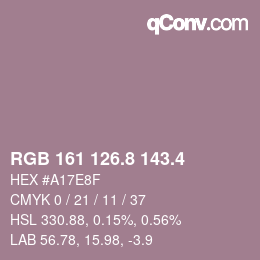 カラーコード: RGB 161 126.8 143.4 | qconv.com