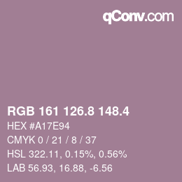 カラーコード: RGB 161 126.8 148.4 | qconv.com