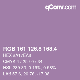 カラーコード: RGB 161 126.8 168.4 | qconv.com