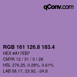 カラーコード: RGB 161 126.8 183.4 | qconv.com