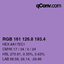 カラーコード: RGB 161 126.8 193.4 | qconv.com