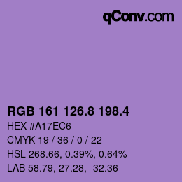カラーコード: RGB 161 126.8 198.4 | qconv.com