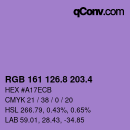 カラーコード: RGB 161 126.8 203.4 | qconv.com
