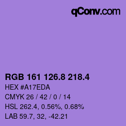 カラーコード: RGB 161 126.8 218.4 | qconv.com