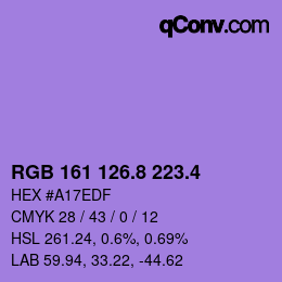 カラーコード: RGB 161 126.8 223.4 | qconv.com