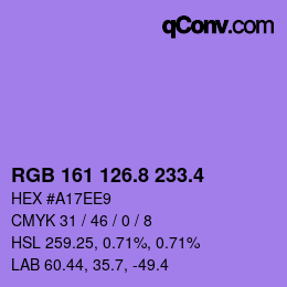 カラーコード: RGB 161 126.8 233.4 | qconv.com