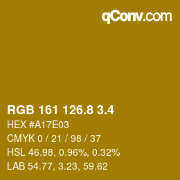 カラーコード: RGB 161 126.8 3.4 | qconv.com