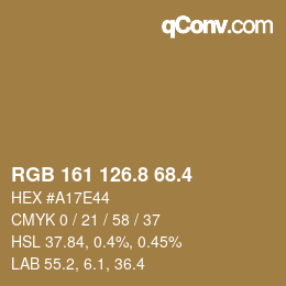 カラーコード: RGB 161 126.8 68.4 | qconv.com
