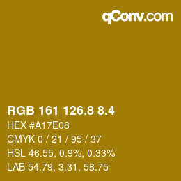 カラーコード: RGB 161 126.8 8.4 | qconv.com