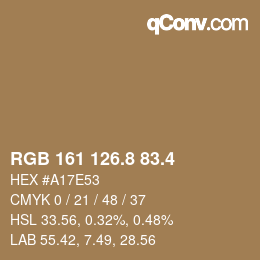 カラーコード: RGB 161 126.8 83.4 | qconv.com