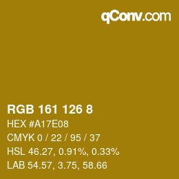 颜色代码: RGB 161 126 8 | qconv.com