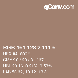 カラーコード: RGB 161 128.2 111.6 | qconv.com