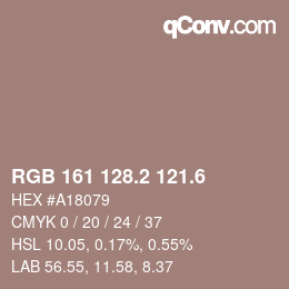 カラーコード: RGB 161 128.2 121.6 | qconv.com