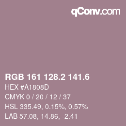 カラーコード: RGB 161 128.2 141.6 | qconv.com