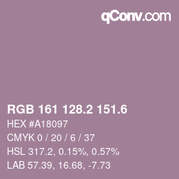 カラーコード: RGB 161 128.2 151.6 | qconv.com