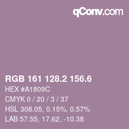 カラーコード: RGB 161 128.2 156.6 | qconv.com