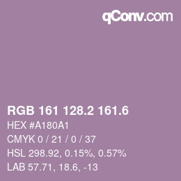 カラーコード: RGB 161 128.2 161.6 | qconv.com