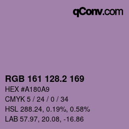 カラーコード: RGB 161 128.2 169 | qconv.com