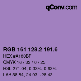 カラーコード: RGB 161 128.2 191.6 | qconv.com