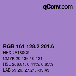 カラーコード: RGB 161 128.2 201.6 | qconv.com