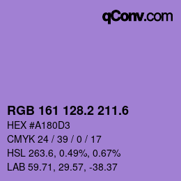 カラーコード: RGB 161 128.2 211.6 | qconv.com