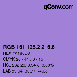 カラーコード: RGB 161 128.2 216.6 | qconv.com