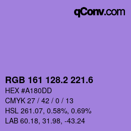 カラーコード: RGB 161 128.2 221.6 | qconv.com