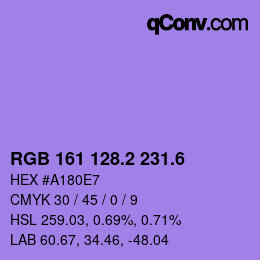カラーコード: RGB 161 128.2 231.6 | qconv.com