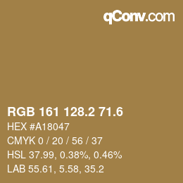 カラーコード: RGB 161 128.2 71.6 | qconv.com
