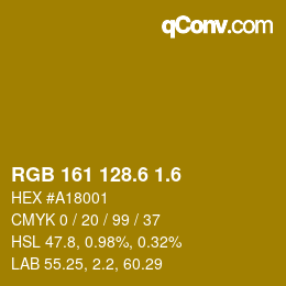 カラーコード: RGB 161 128.6 1.6 | qconv.com