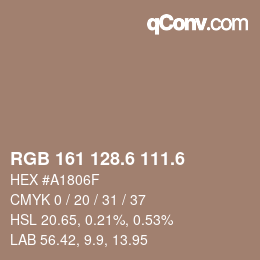 カラーコード: RGB 161 128.6 111.6 | qconv.com